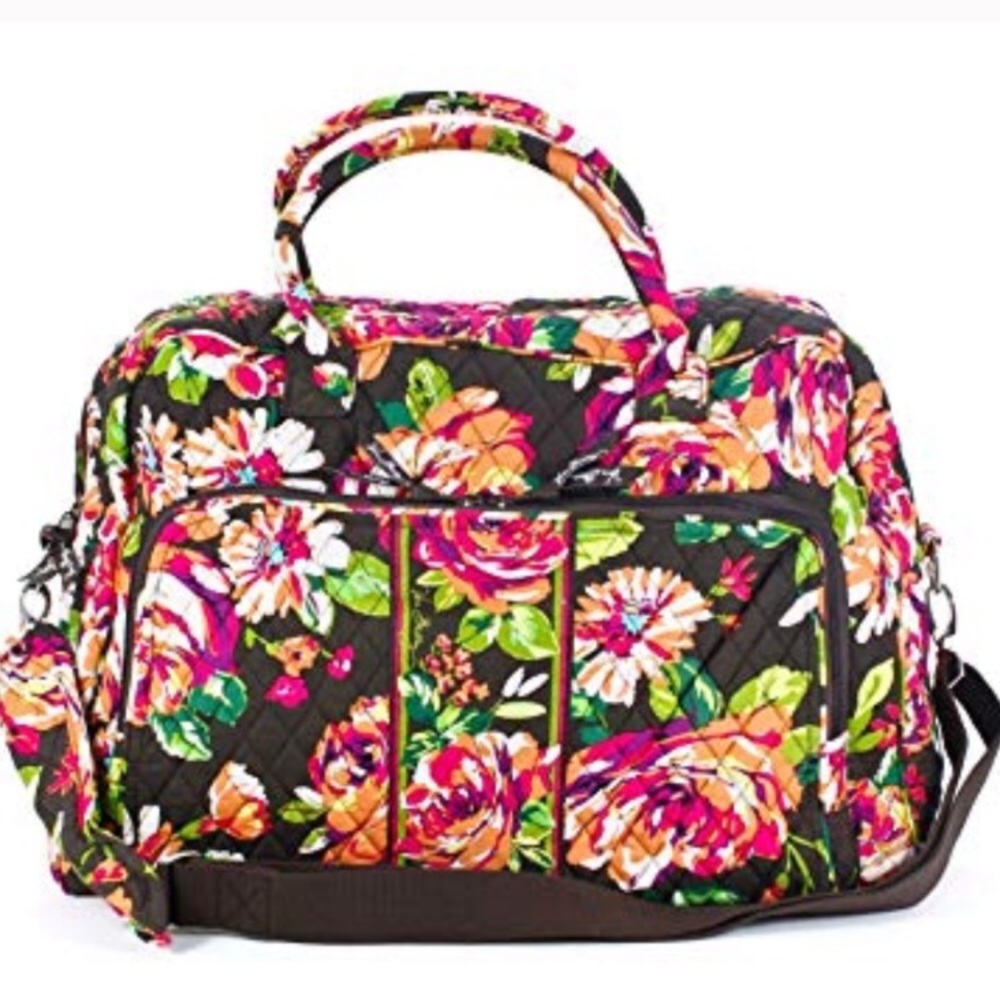 Vera Bradley Pink and Orange Travel Bag Quilted Design